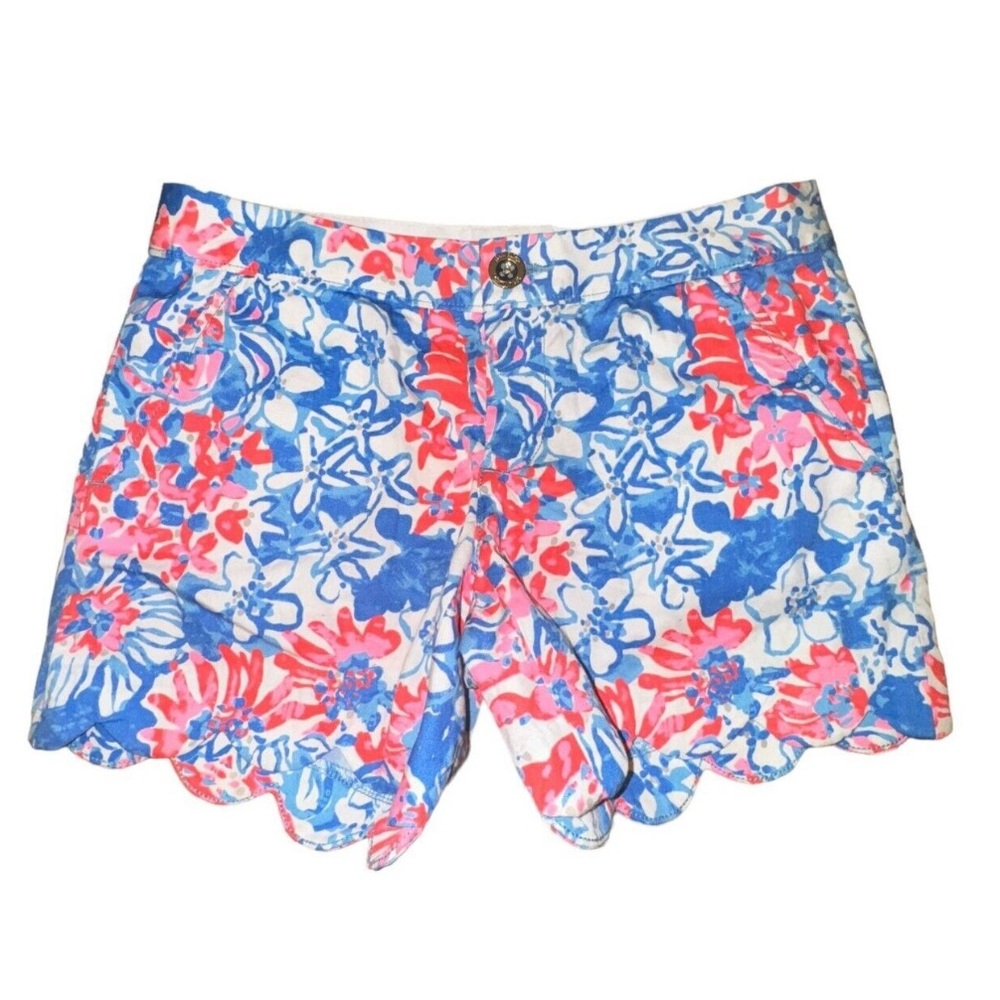 Lilly Pulitzer The Buttercup Short Scallop Hem Beach Tropical Floral Preppy 0